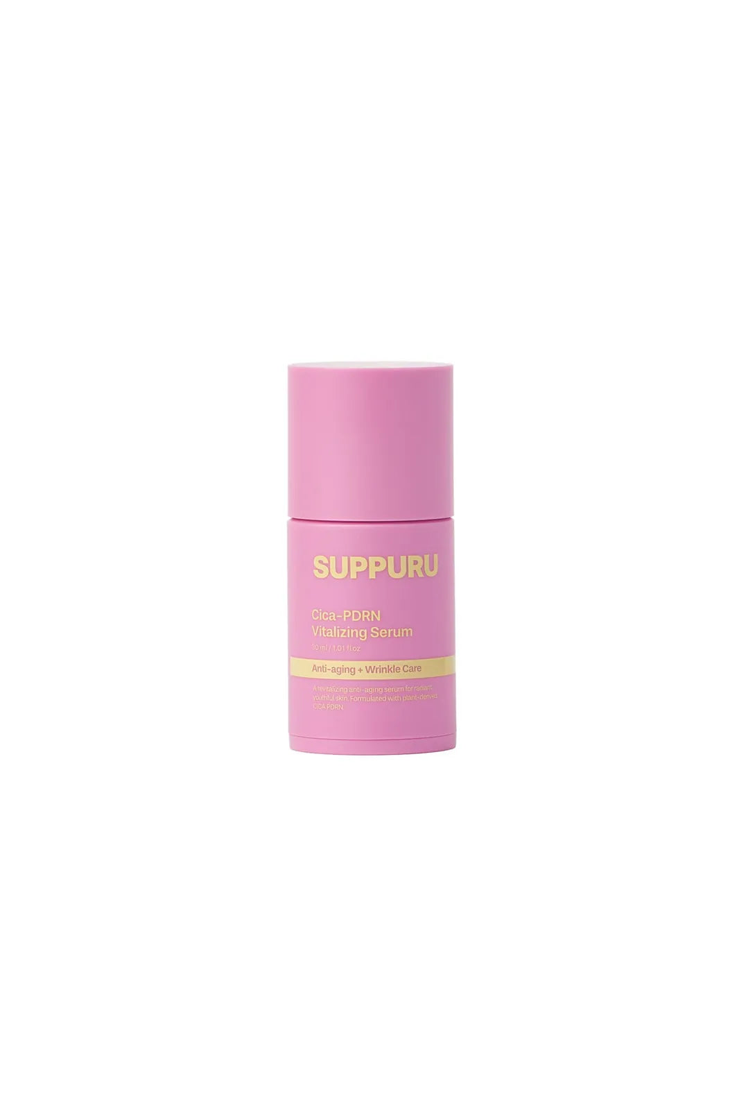 SUPPURU Cica-PDRN Vitaliserend Serum 30ml, flesje met pipet op een neutrale achtergrond