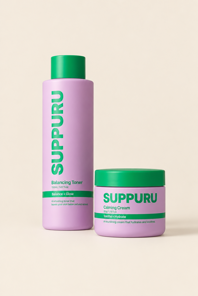 SUPPURU Toner en Crème Duo: Balancerende Toner en Kalmerende Crème samen