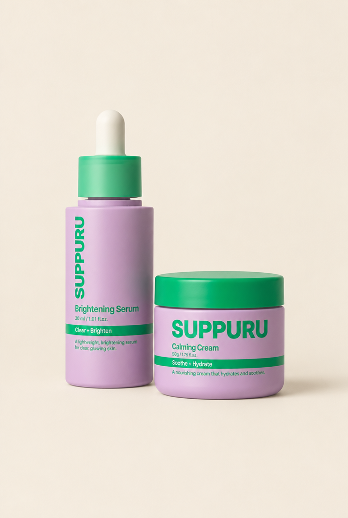 SUPPURU Serum en Crème Duo: Verhelderend Serum en Kalmerende Crème samen