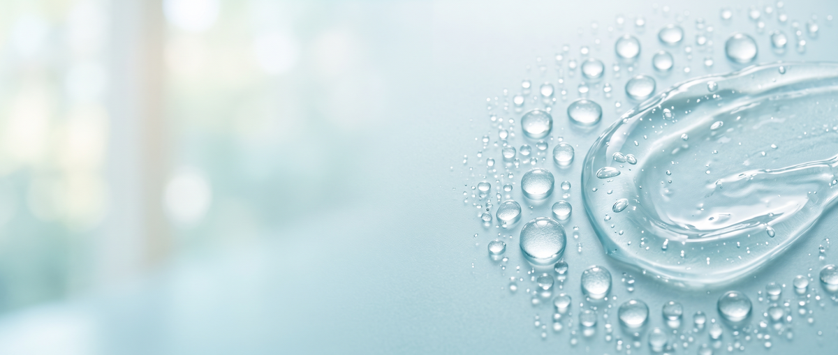Druppels water en hydraterende gel